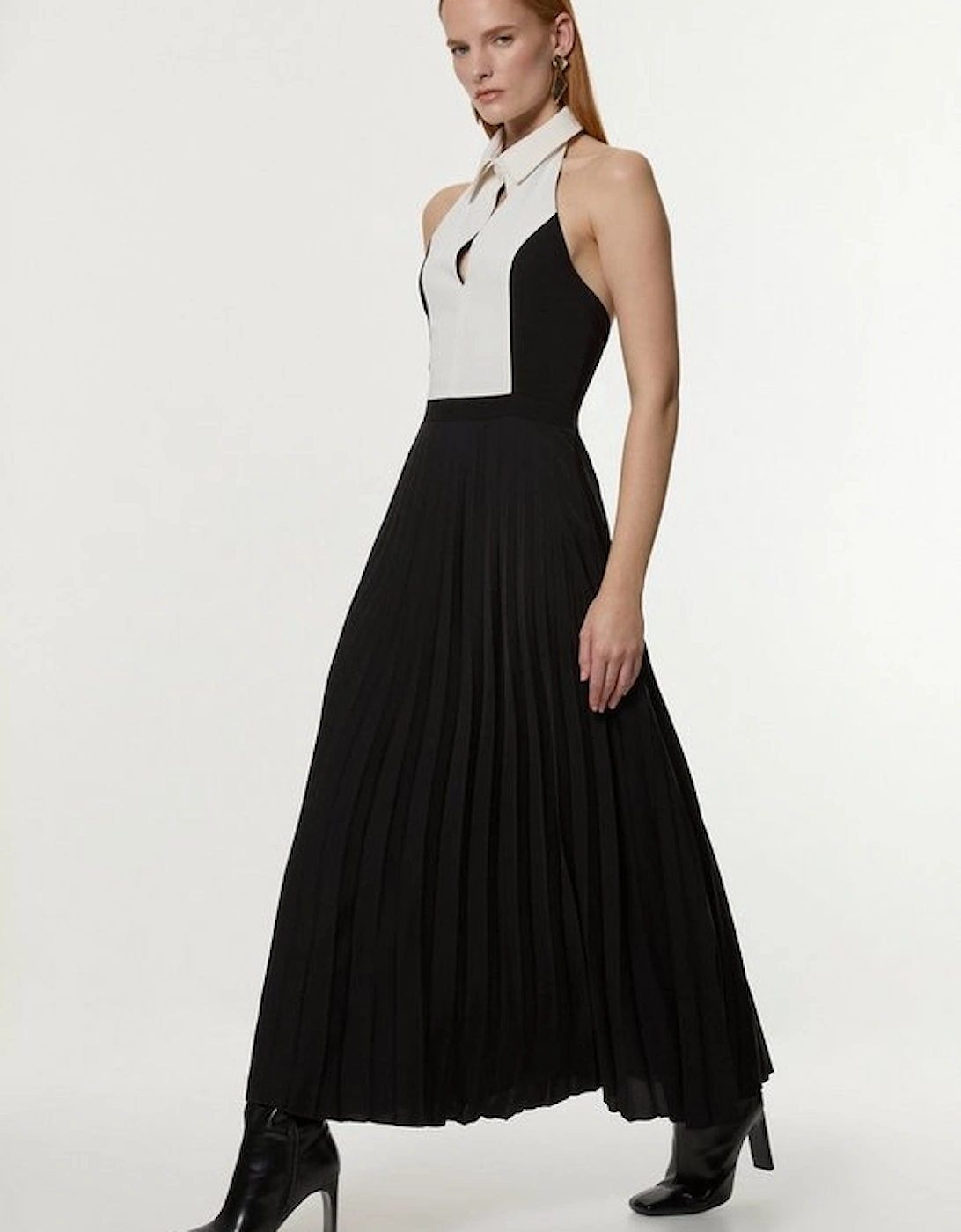 Contrast Detail Full Skirt Tailored Midi Dress, 4 of 3