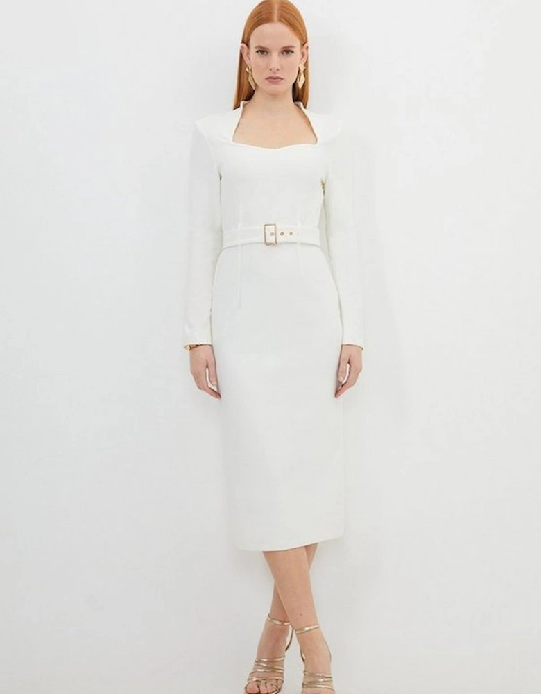 Bandage Figure Form Knit Belted Midi Dress