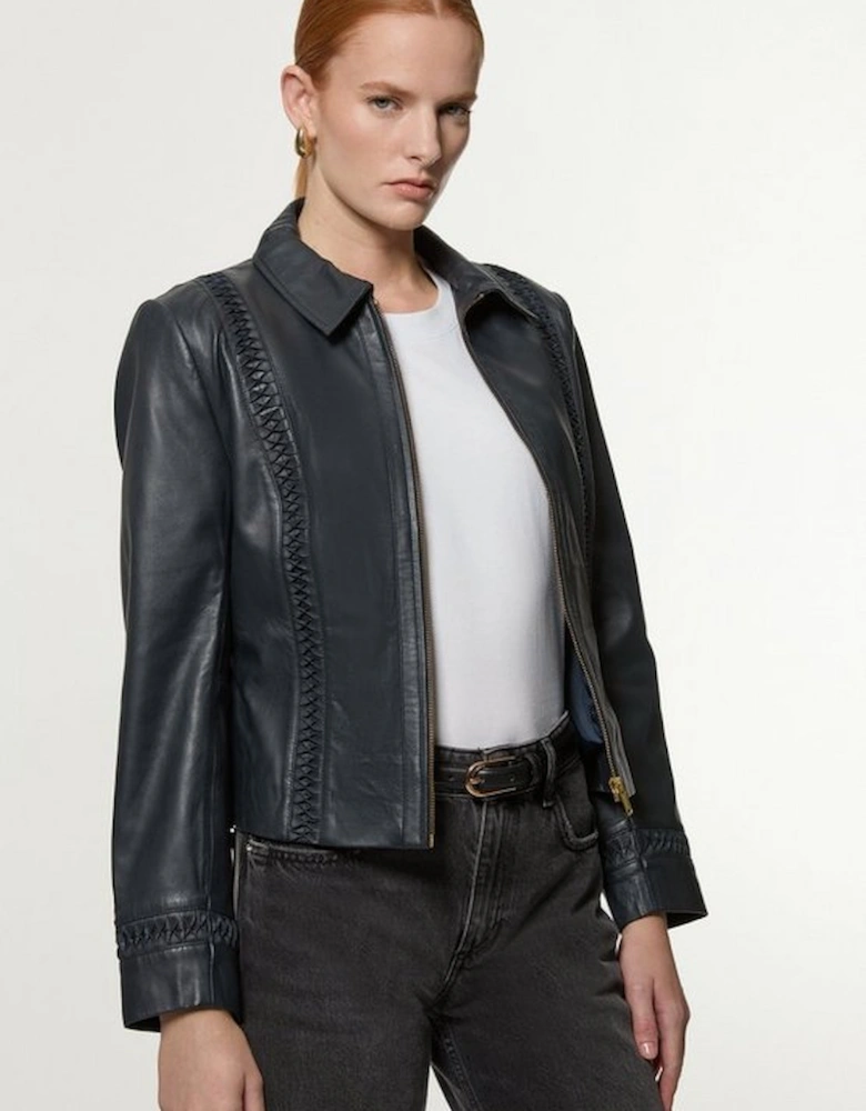 Leather Twist Detail Jacket