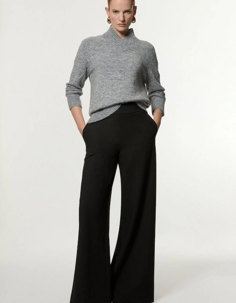 Compact Stretch Tailored Wide Leg Trousers