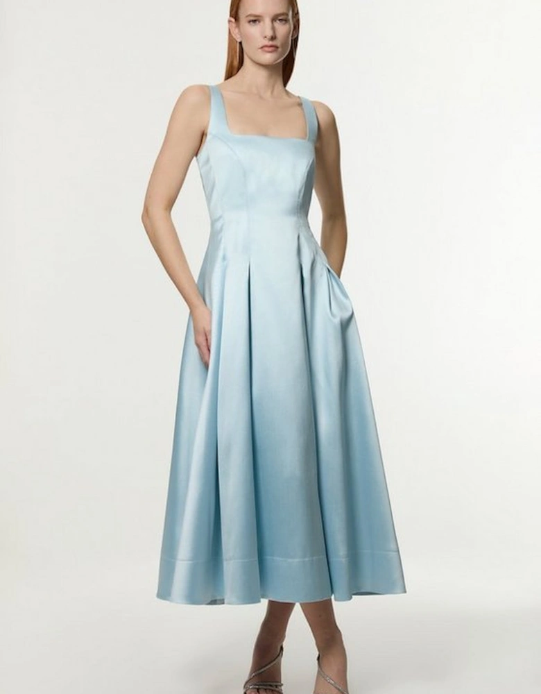 Twill Prom Woven Midi Dress
