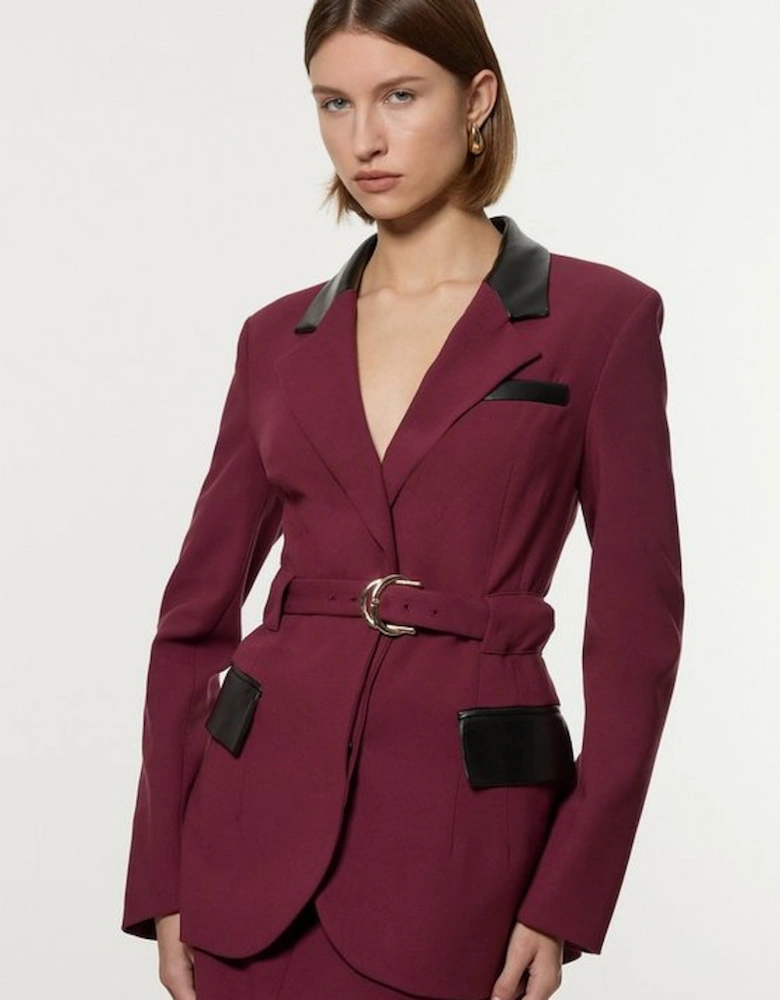 Compact Stretch Fig With Black Pu Tailored Jacket