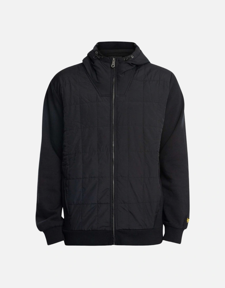 Lyle & Scott Hybrid Quilted Black Zip-Up Hoodie