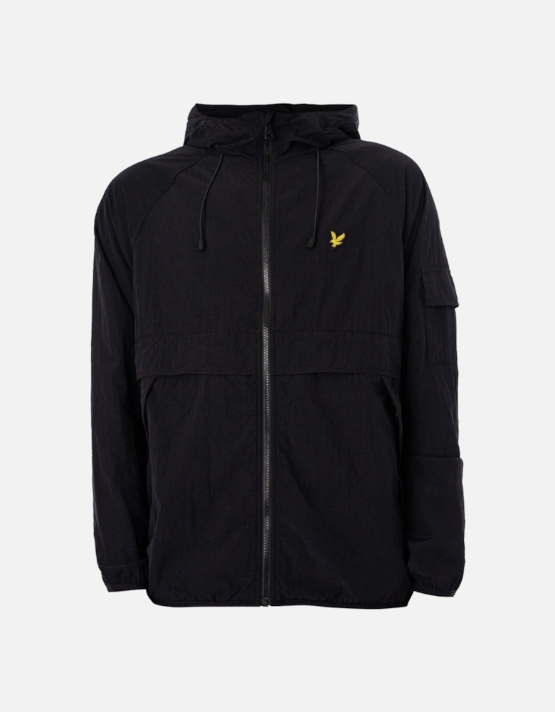 Lyle & Scott Branded Jet Black Hooded Winbreaker Jacket