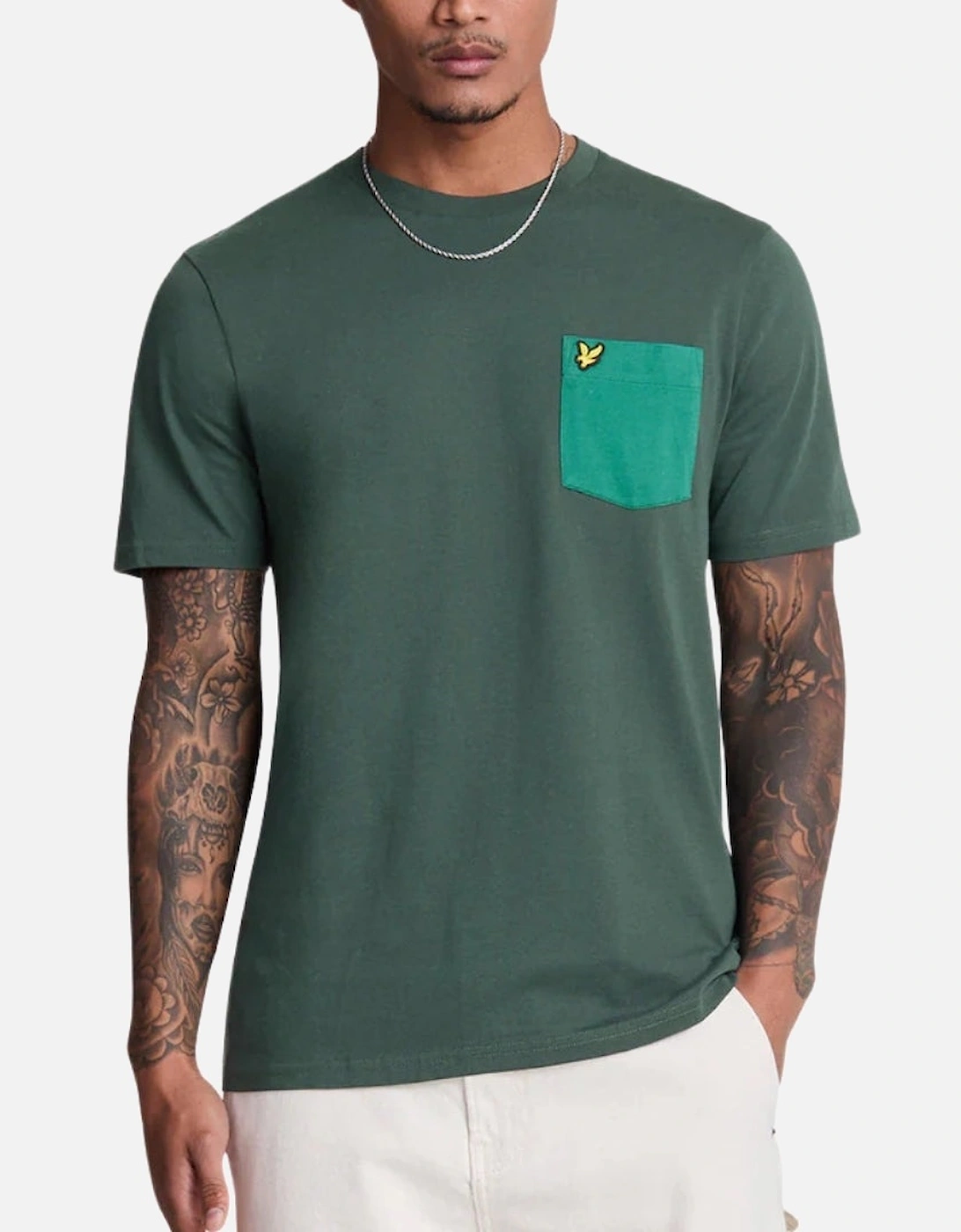 Lyle & Scott Tonal Pocket Argyle Teal Green T-Shirt