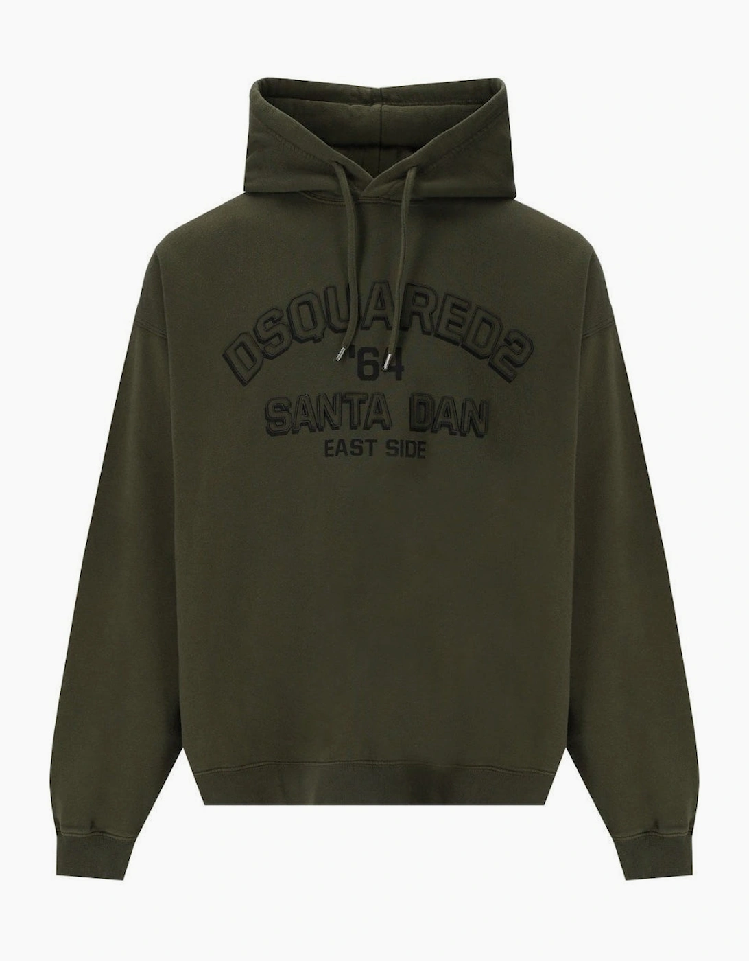 Dsquared2 Men's Tan Loose Fit Santa Dan Logo Green Hoodie  38 M