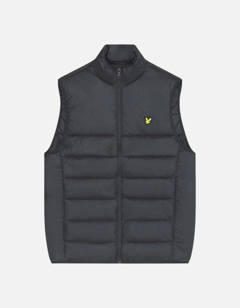 Lyle & Scott Branded Logo Gunmetal Grey Wadded Gilet Jacket