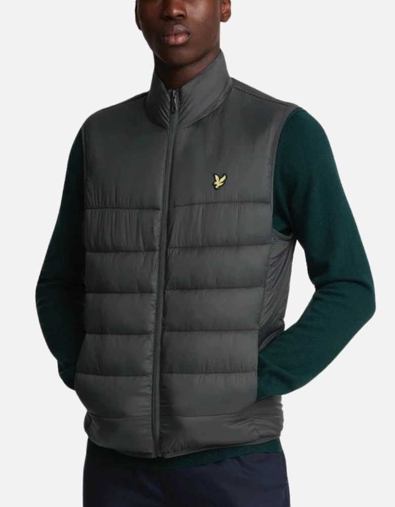 Lyle & Scott Branded Logo Gunmetal Grey Wadded Gilet Jacket