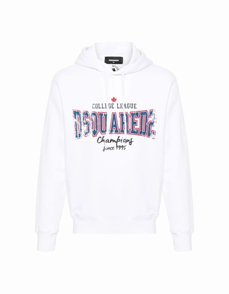 Cool Fit Faded College League Logo White Hoodie