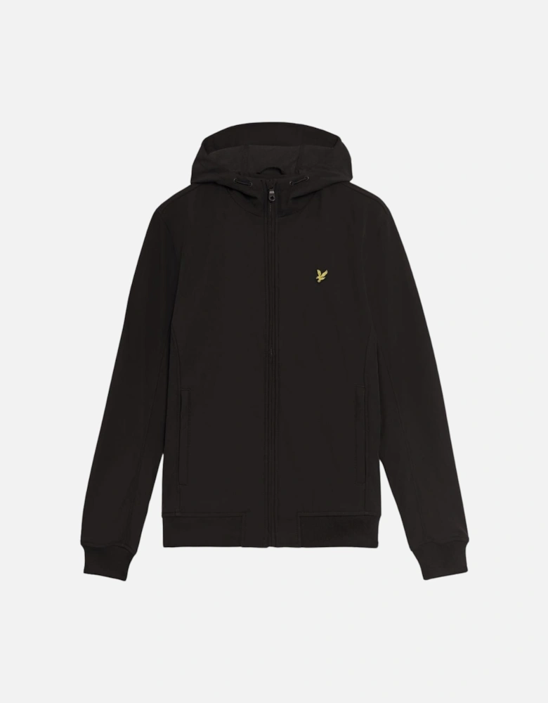 Lyle & Scott Branded Logo Hooded Jet Black Softshell Jacket