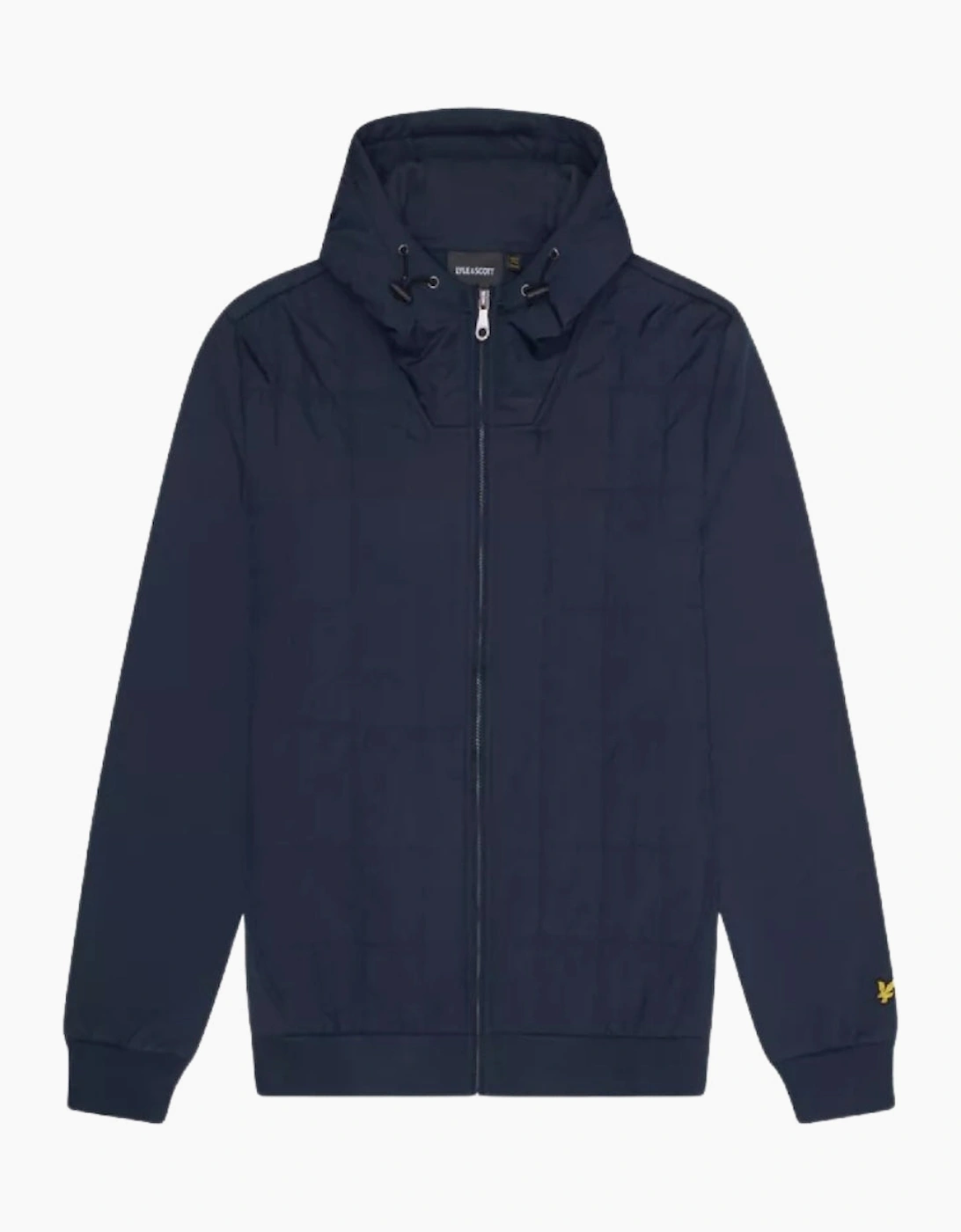 Men's Lyle & Scott Hybrid Quilted Navy Blue Zip-Up Hoodie - Size: 40