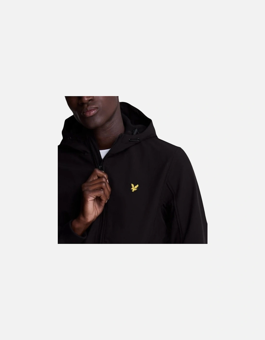 Lyle & Scott Branded Logo Hooded Jet Black Softshell Jacket