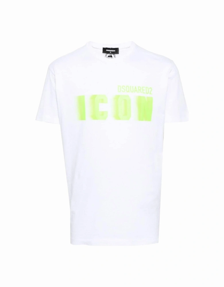 Cool Fit Green Blur Icon Logo White T-Shirt