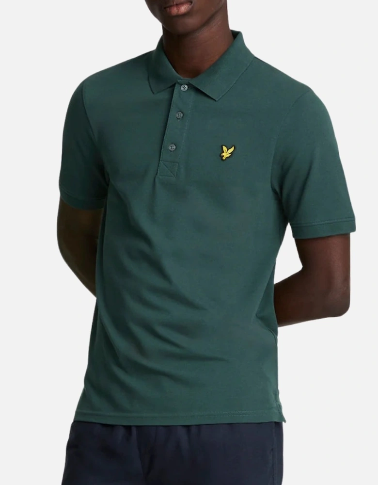 Lyle & Scott Branded Chest Logo Argyle Teal Green Polo Shirt