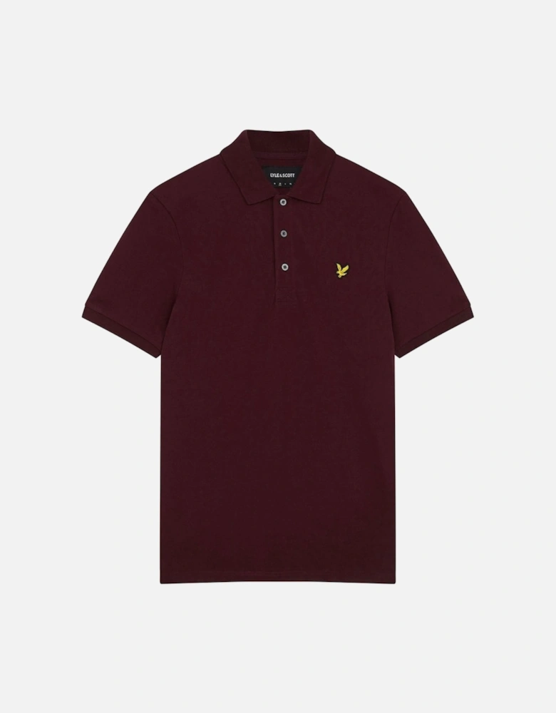 Lyle & Scott Branded Chest Logo Weavers Claret Burgundy Polo Shirt