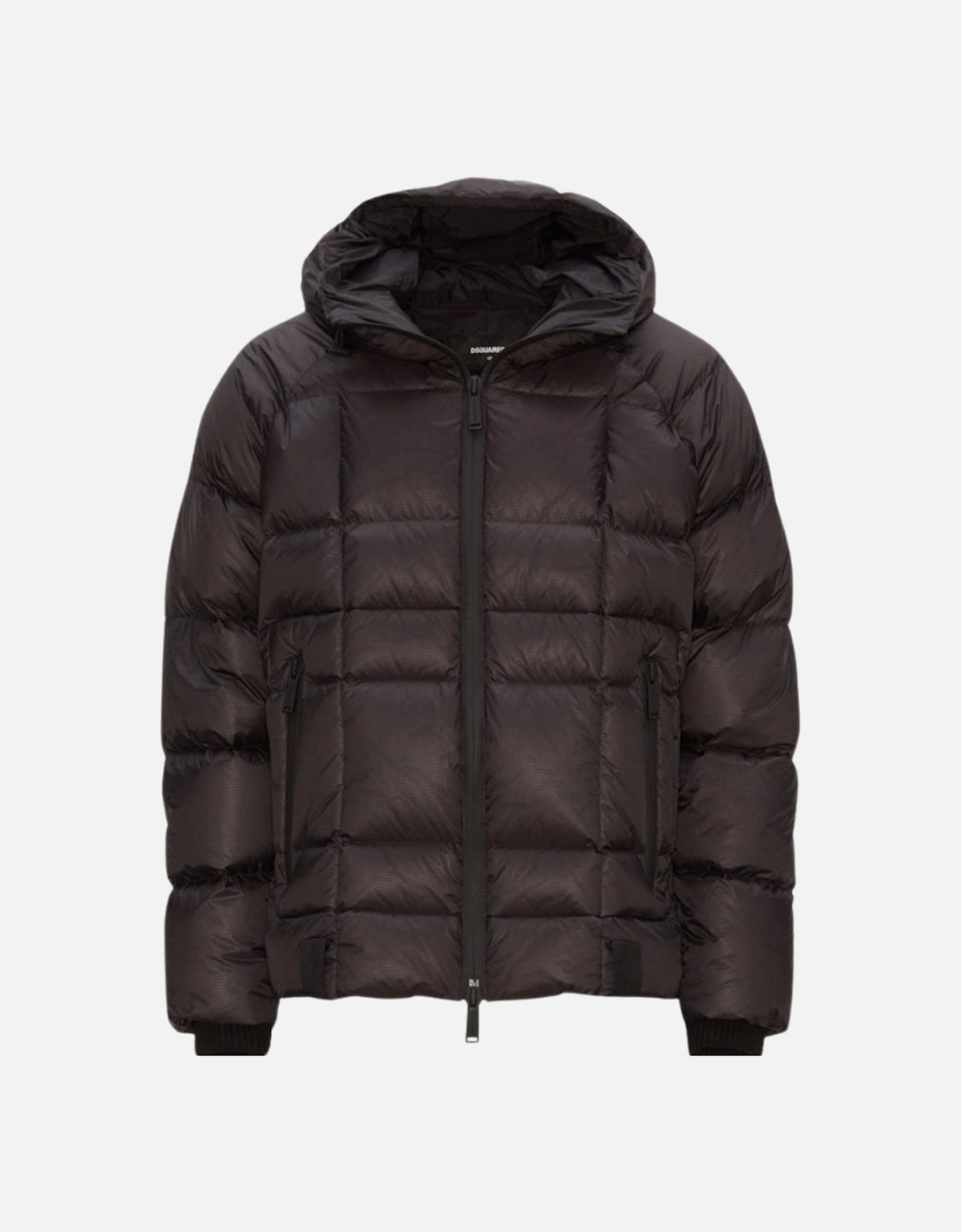 Printed Logo Black Hooded Down Jacket, 2 of 1