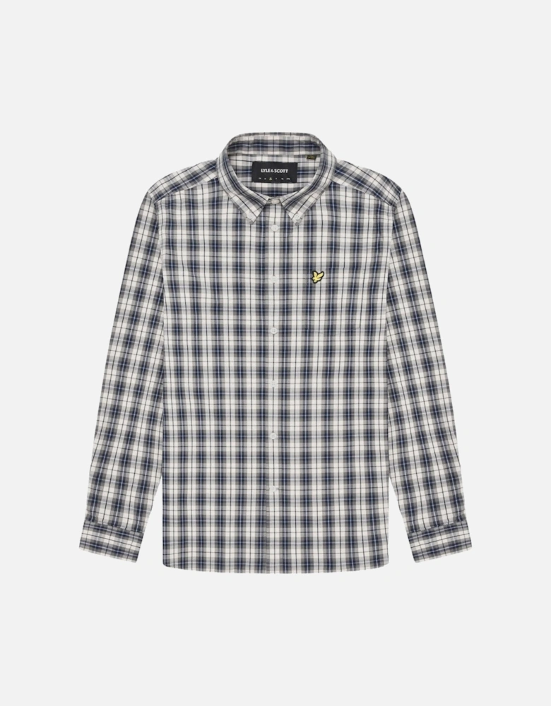 Lyle & Scott Washed Check Poplin Cove/Dark Navy Long Sleeve Shirt