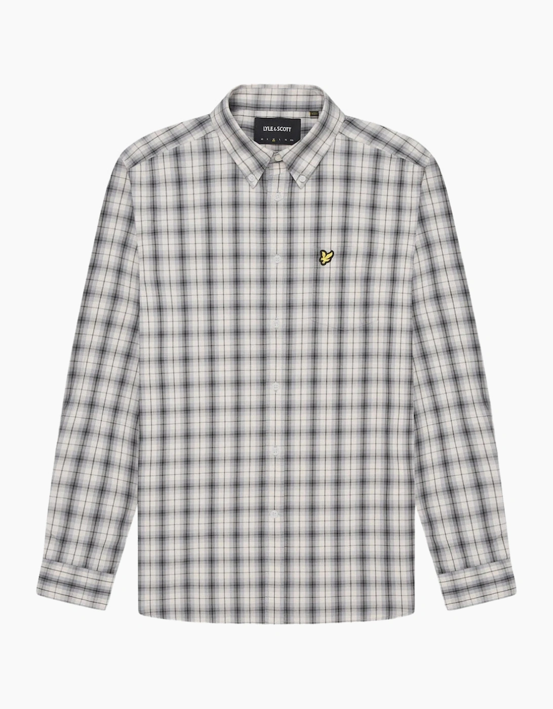 Lyle And Scott Men's Grey Lyle & Scott Washed Check Poplin Gunmetal Long Sleeve Shirt  Regular/36 S