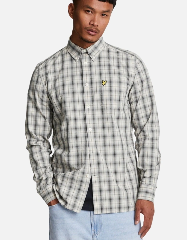 Lyle & Scott Washed Check Poplin Gunmetal Grey Long Sleeve Shirt