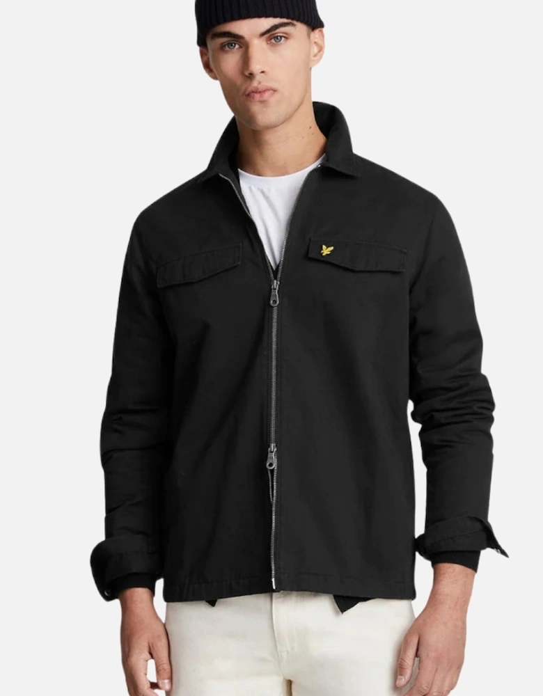 Lyle & Scott Branded Logo Jet Black Overshirt Jacket