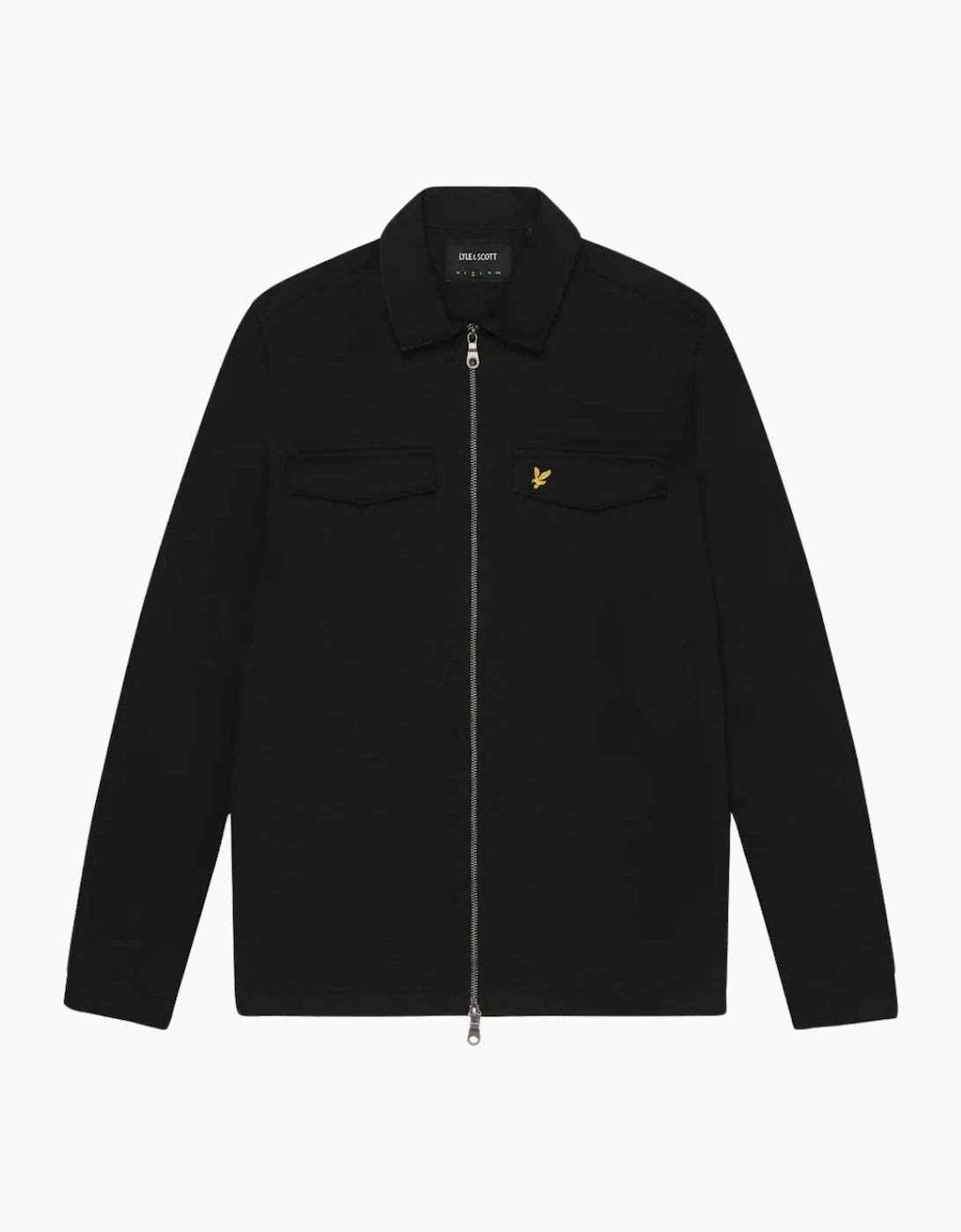 Men's Lyle & Scott Branded Logo Jet Black Overshirt Jacket - Size: 38/Regular