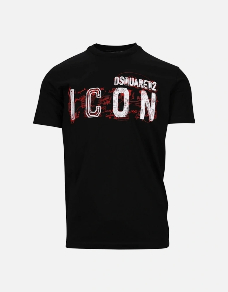 Cool Fit Icon Sribble Logo Black T-Shirt