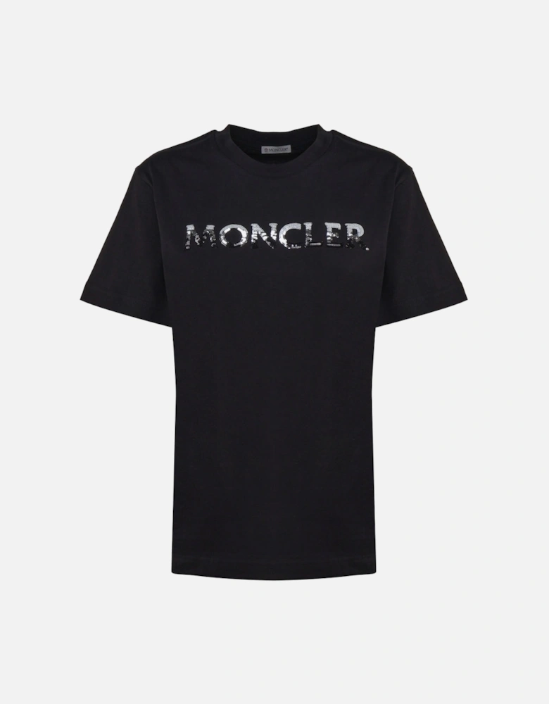 Sequin Logo Black T-Shirt