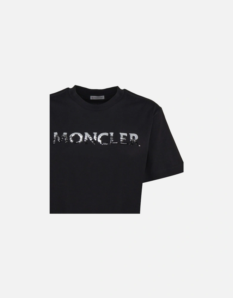 Sequin Logo Black T-Shirt