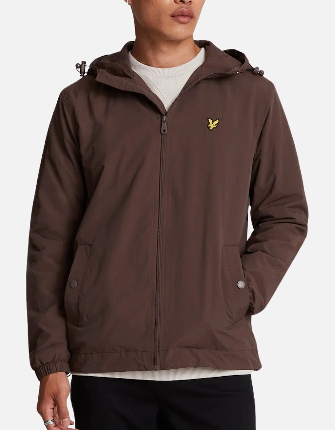 Lyle & Scott Branded Deep Mahogany Hooded Short Brown Lightweight Jacket