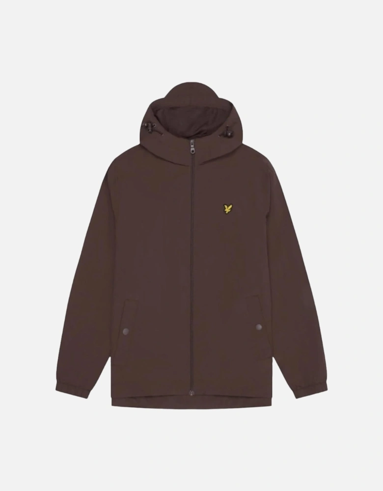 Lyle & Scott Branded Deep Mahogany Hooded Short Brown Lightweight Jacket