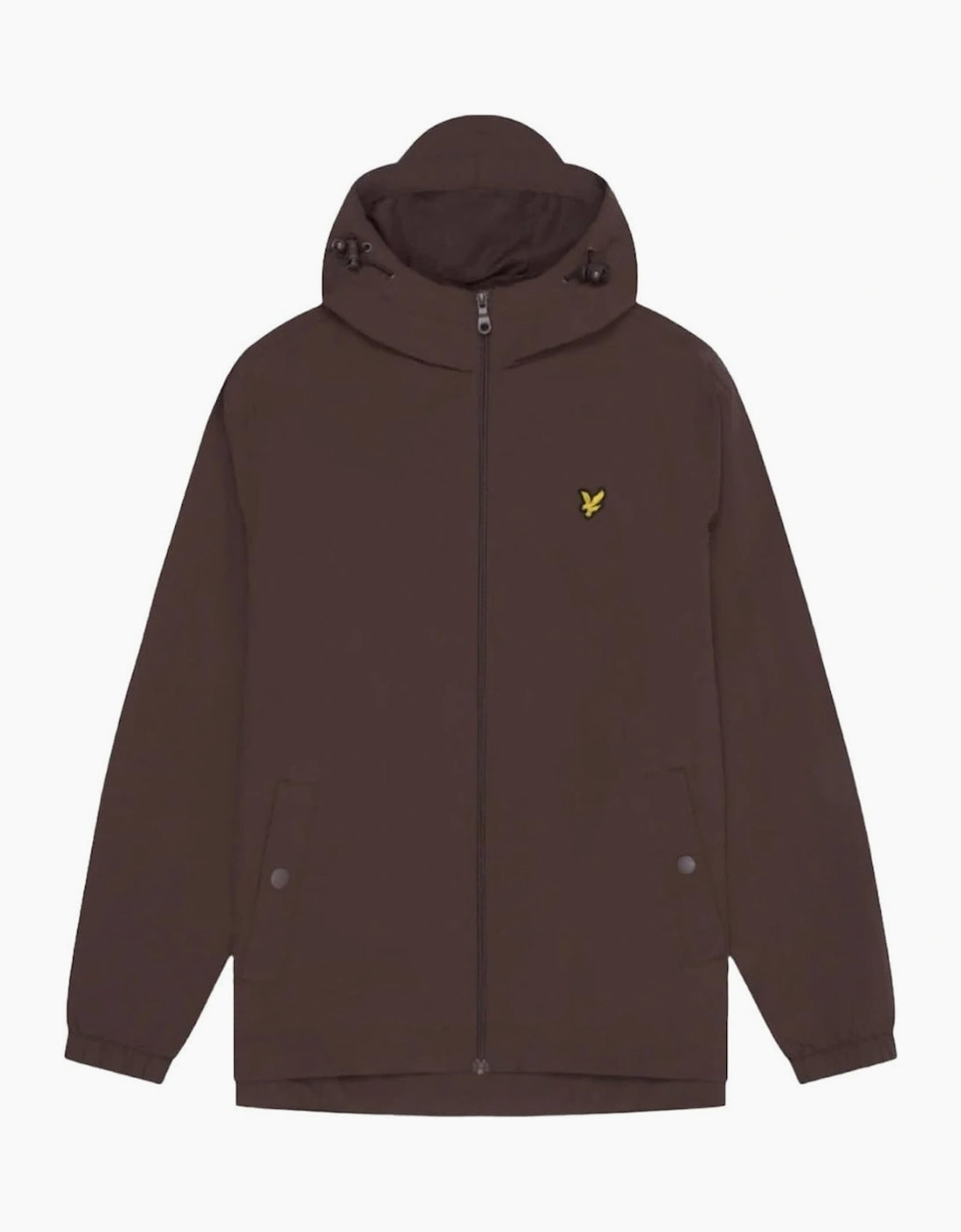 Men's Lyle & Scott Branded Deep Mahogany Hooded Short Brown Lightweight Jacket - Size: 38/Regular