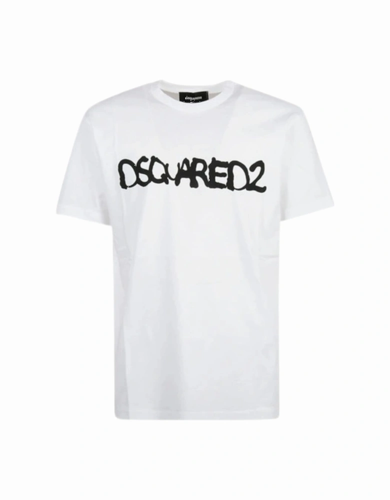 Cool Fit Scribble Spray Logo White T-Shirt