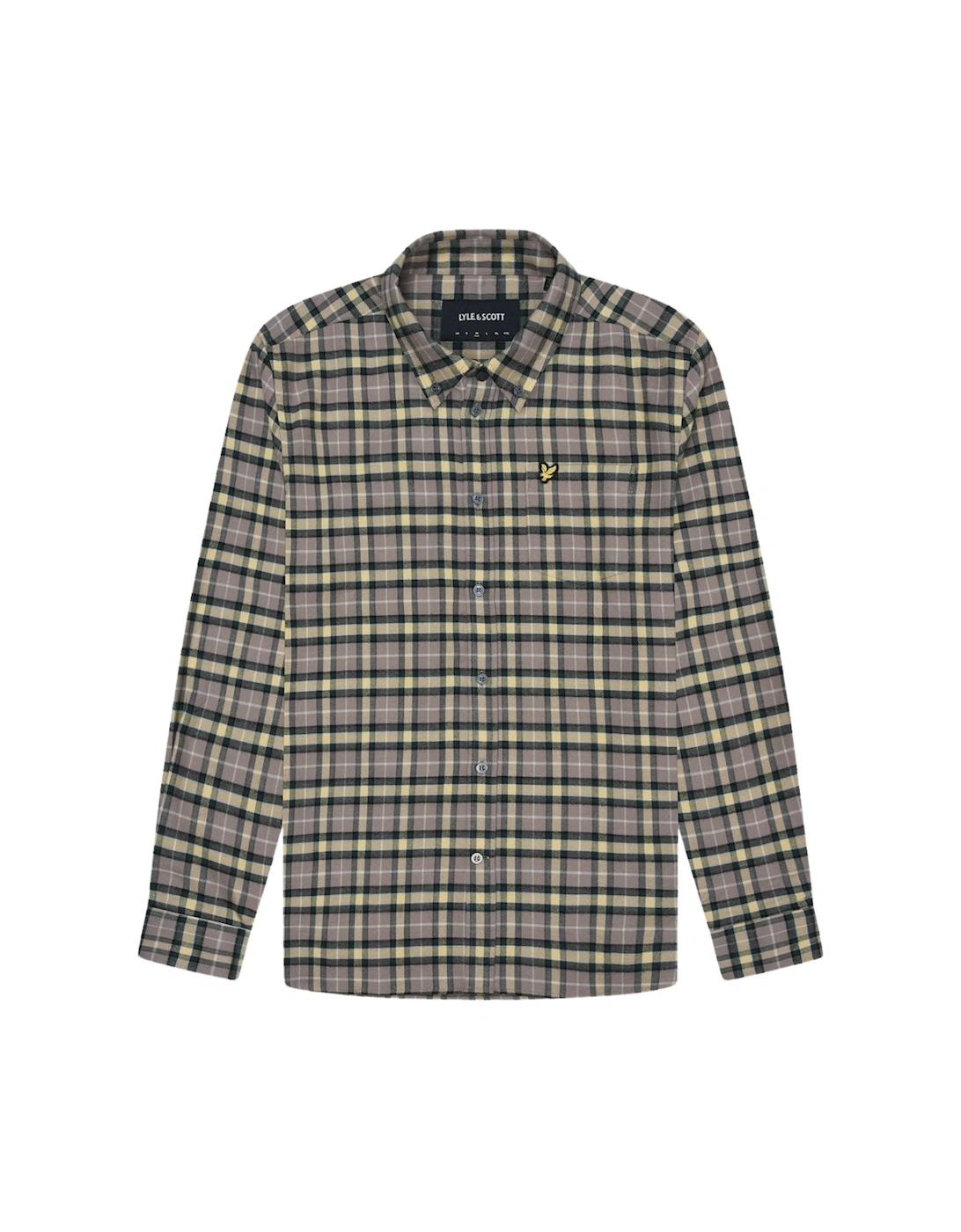 Men's Lyle & Scott Check Flannel Argyle Teal Green Long Sleeve Shirt - Size: 42/Regular