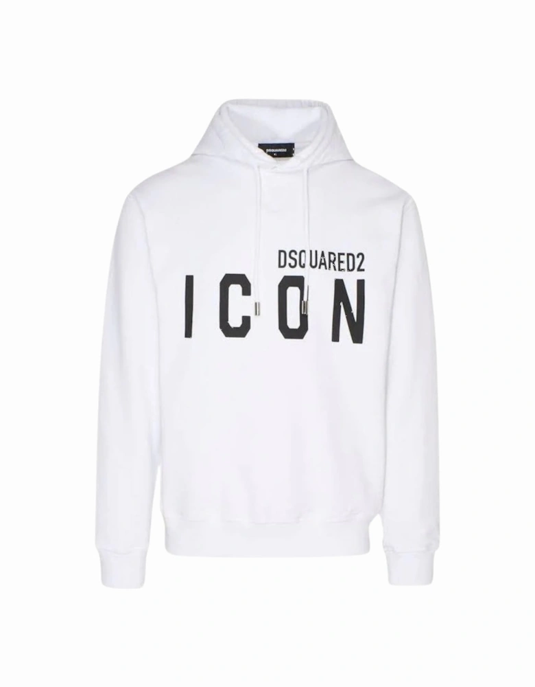 Regular Fit Icon Logo White Hoodie