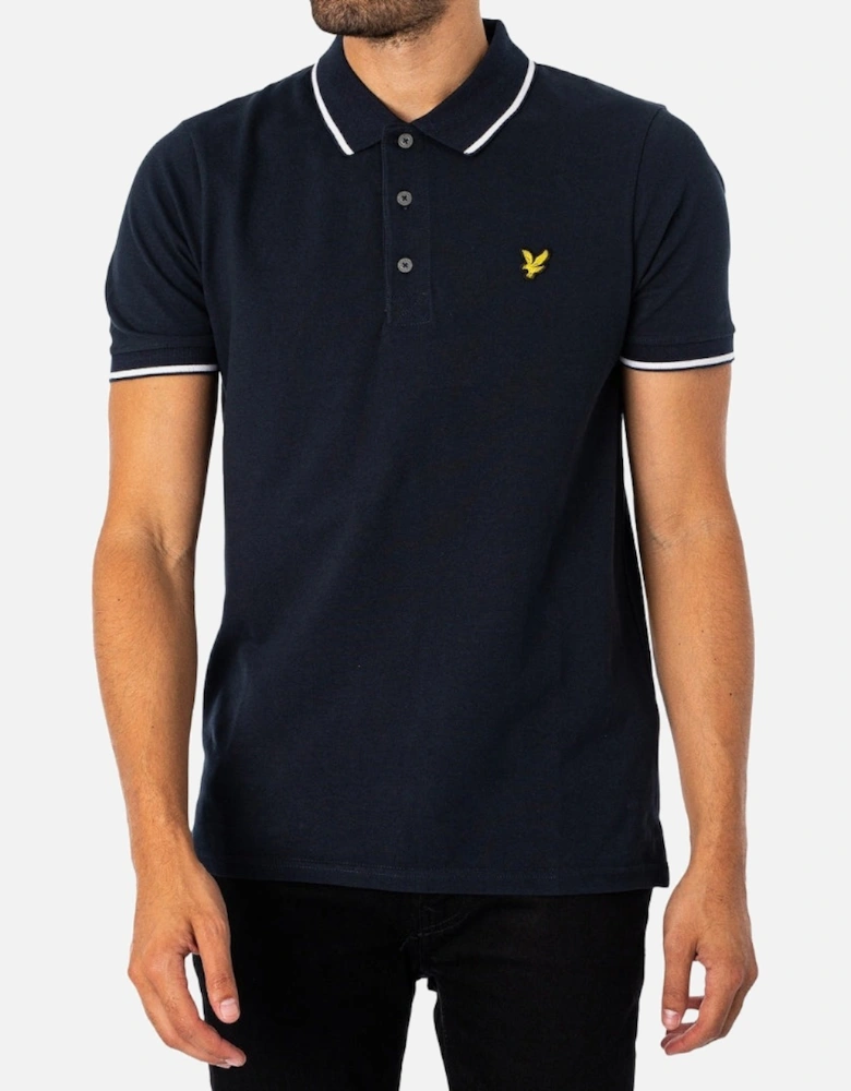 Lyle & Scott Tipped Collar Dark Navy Blue Polo Shirt