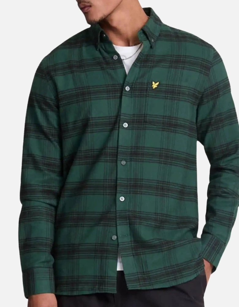 Lyle & Scott Tonal Check Flannel Argyle Teal Green Long Sleeve Shirt