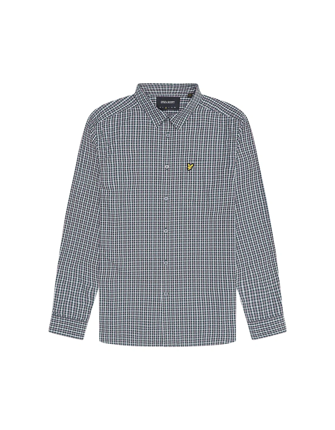Men's Lyle & Scott Checked Gingham Argyle Teal/Blue Long Sleeve Shirt - Size: Regular/36