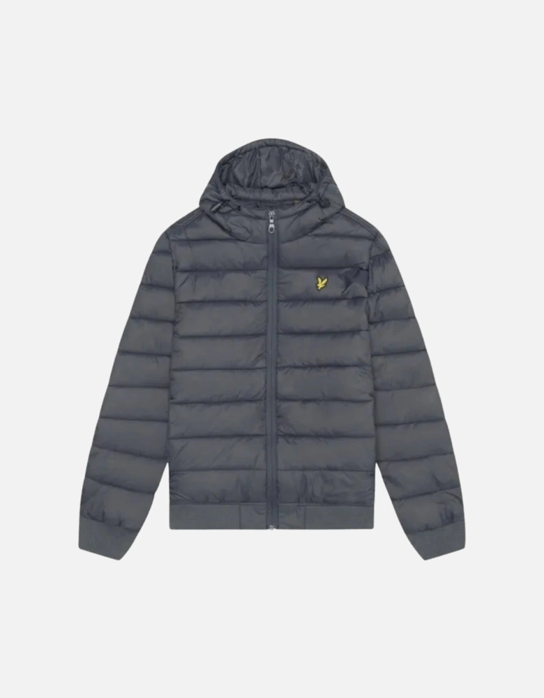 Lyle & Scott Branded Gunmetal Grey Hooded Wadded Jacket