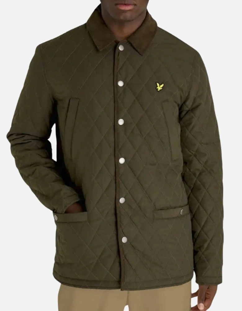 Lyle & Scott Branded Emblem Olive Green Quilted Jacket