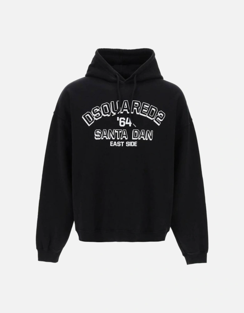 Loose Fit Santa Dan Logo Black Hoodie