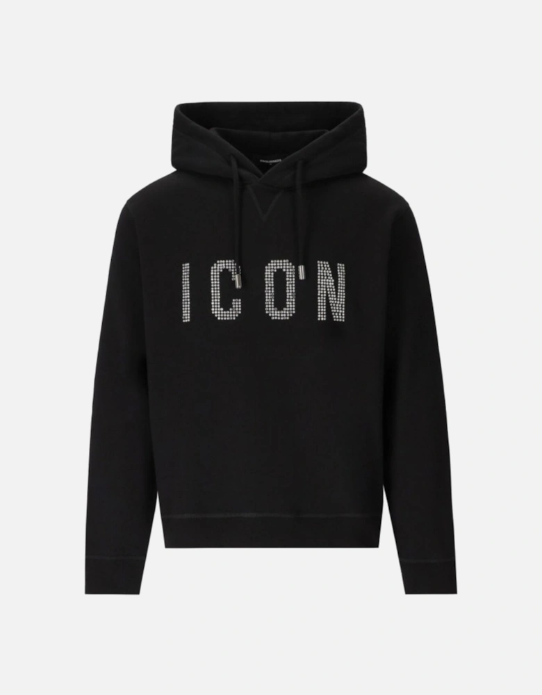 Studded Icon Logo Black Hoodie