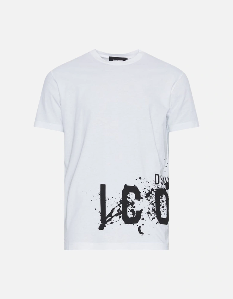 Cool Fit Large Icon Paint Splatter Logo White T-Shirt