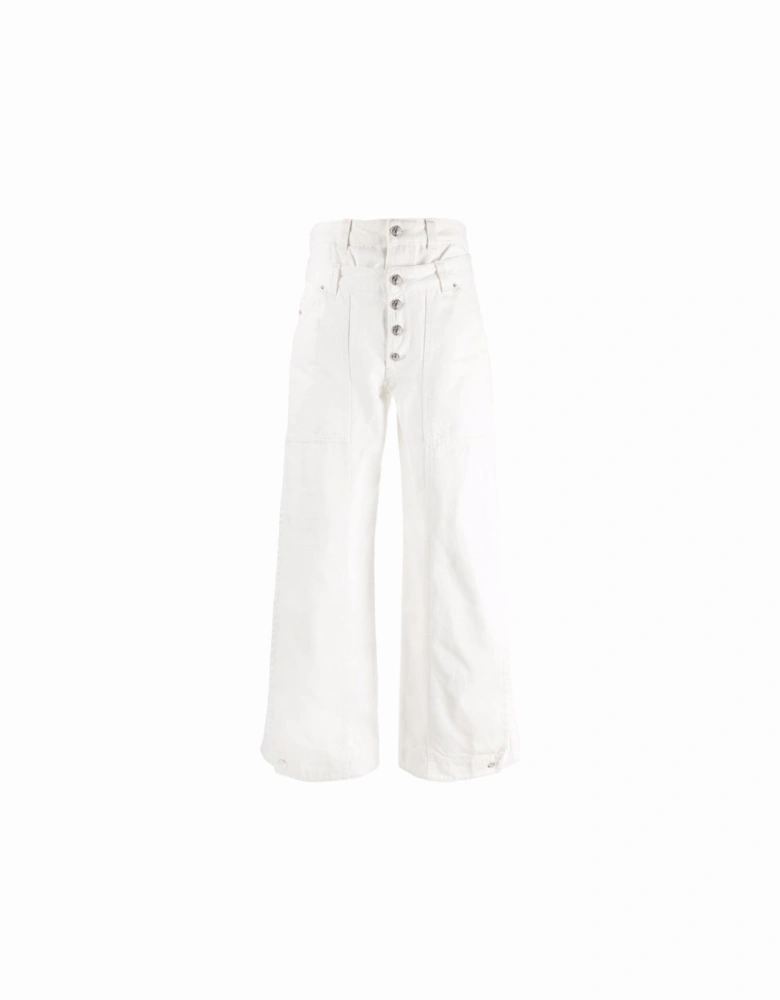 D-Laly-SP Flare Fit White Jeans