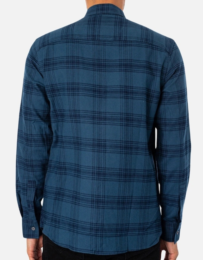 Lyle & Scott Tonal Check Flannel Dark Navy Blue Long Sleeve Shirt