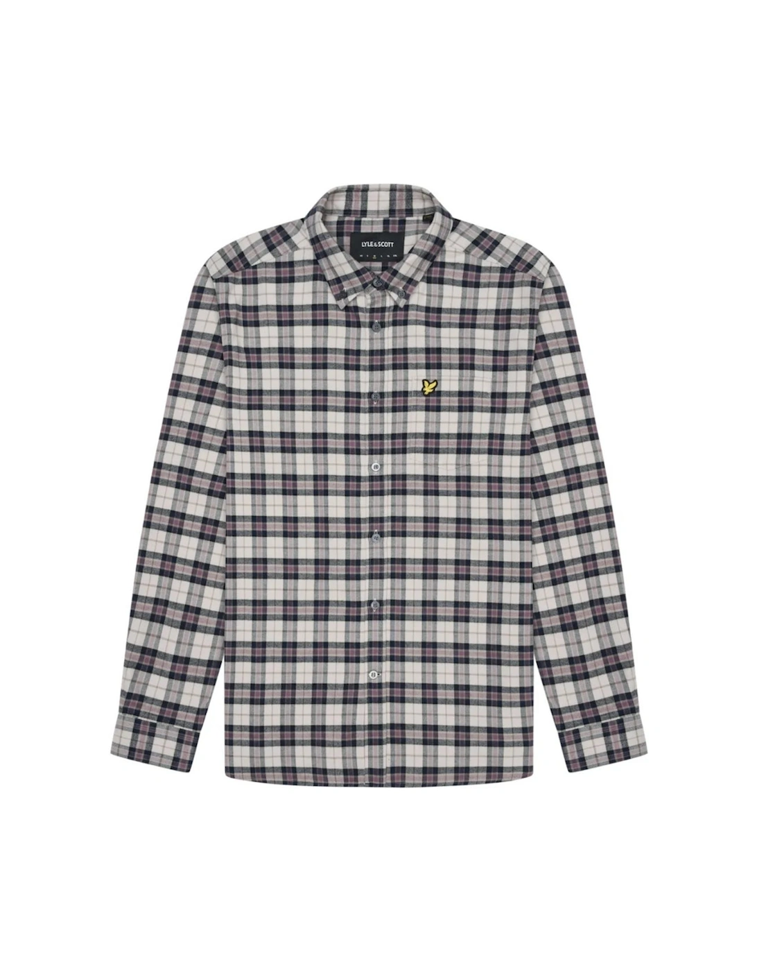 Men's Lyle & Scott Check Flannel Navy Blue Long Sleeve Shirt - Size: 42/Regular