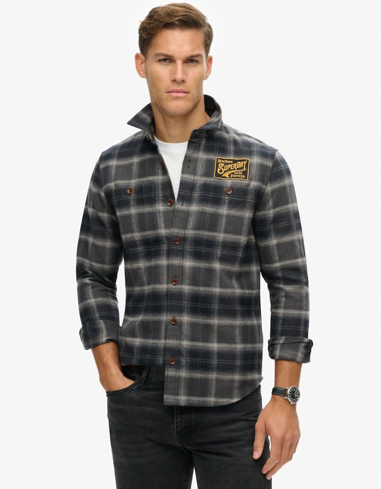 Original Embroidered Check Overshirt - Black