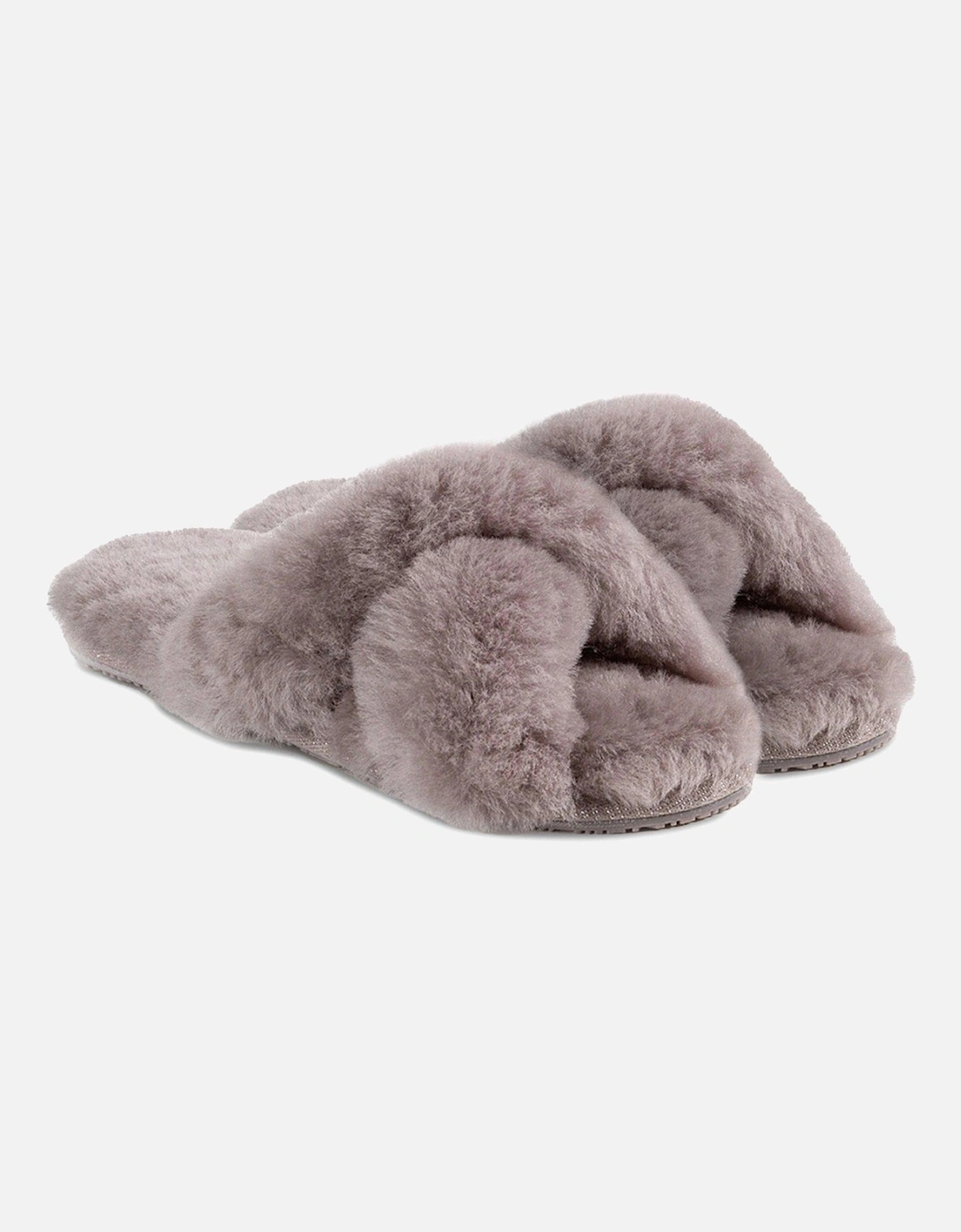 Daisy Open Toe Cross Over Sheepskin Slider - Dove, 2 of 1