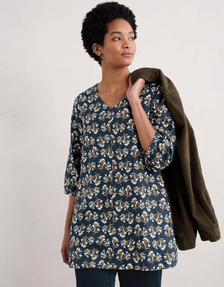 Floral Print Tunic - Navy