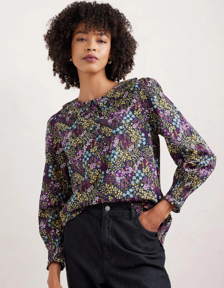 Pure Cotton Collared Top - Purple