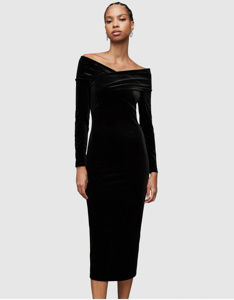 Delta Velvet Dress - Black